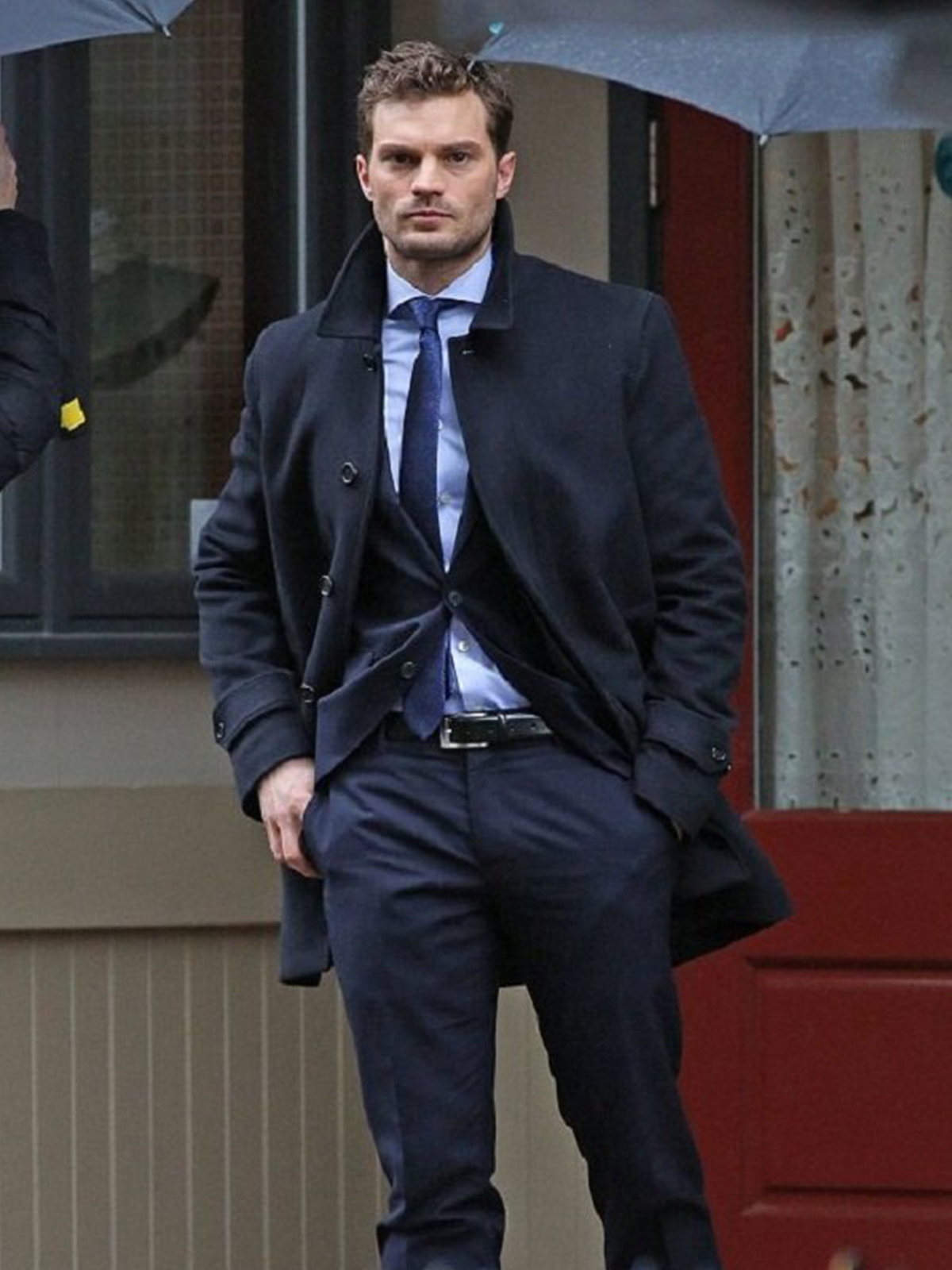 Jamie Dornan Fifty Shades Freed Blue Wool Coat Bay Perfect