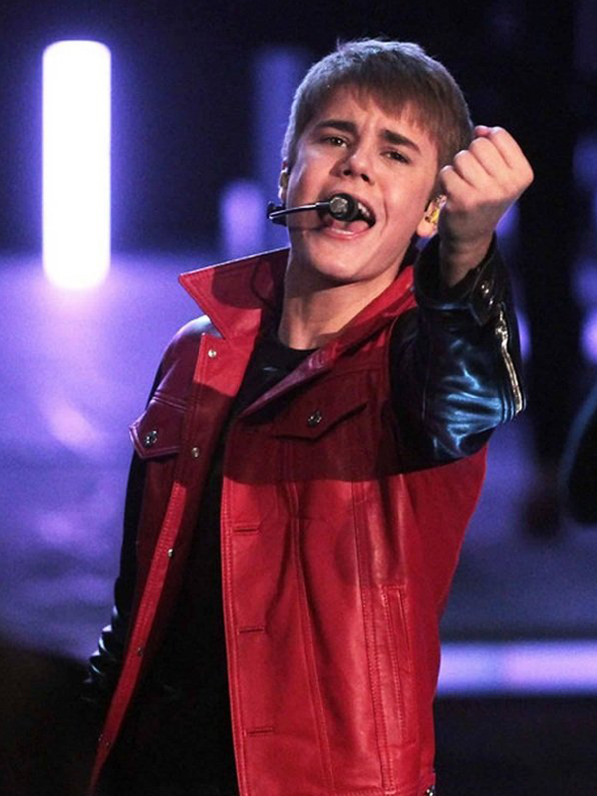 Justin Bieber Red And Black Leather Jacket Bay Perfect