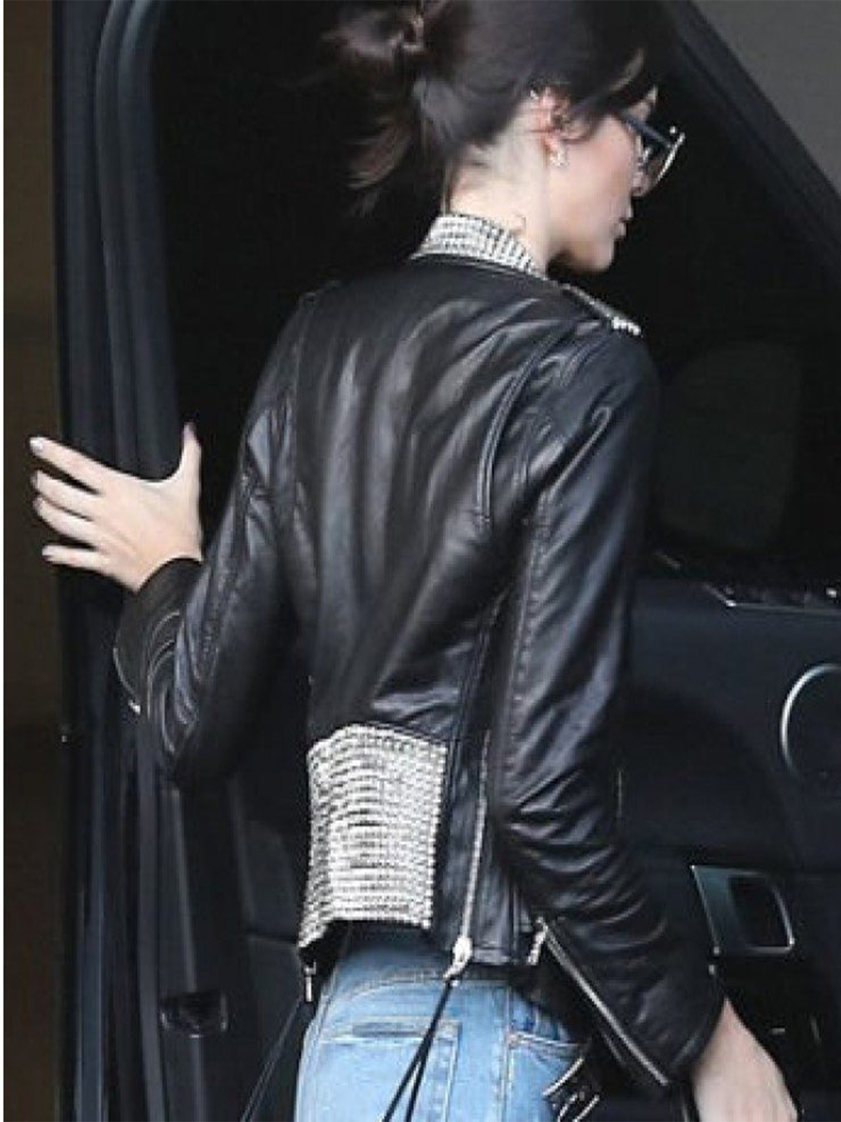 Kendall Jenner Black Biker Leather Jacket – Bay Perfect