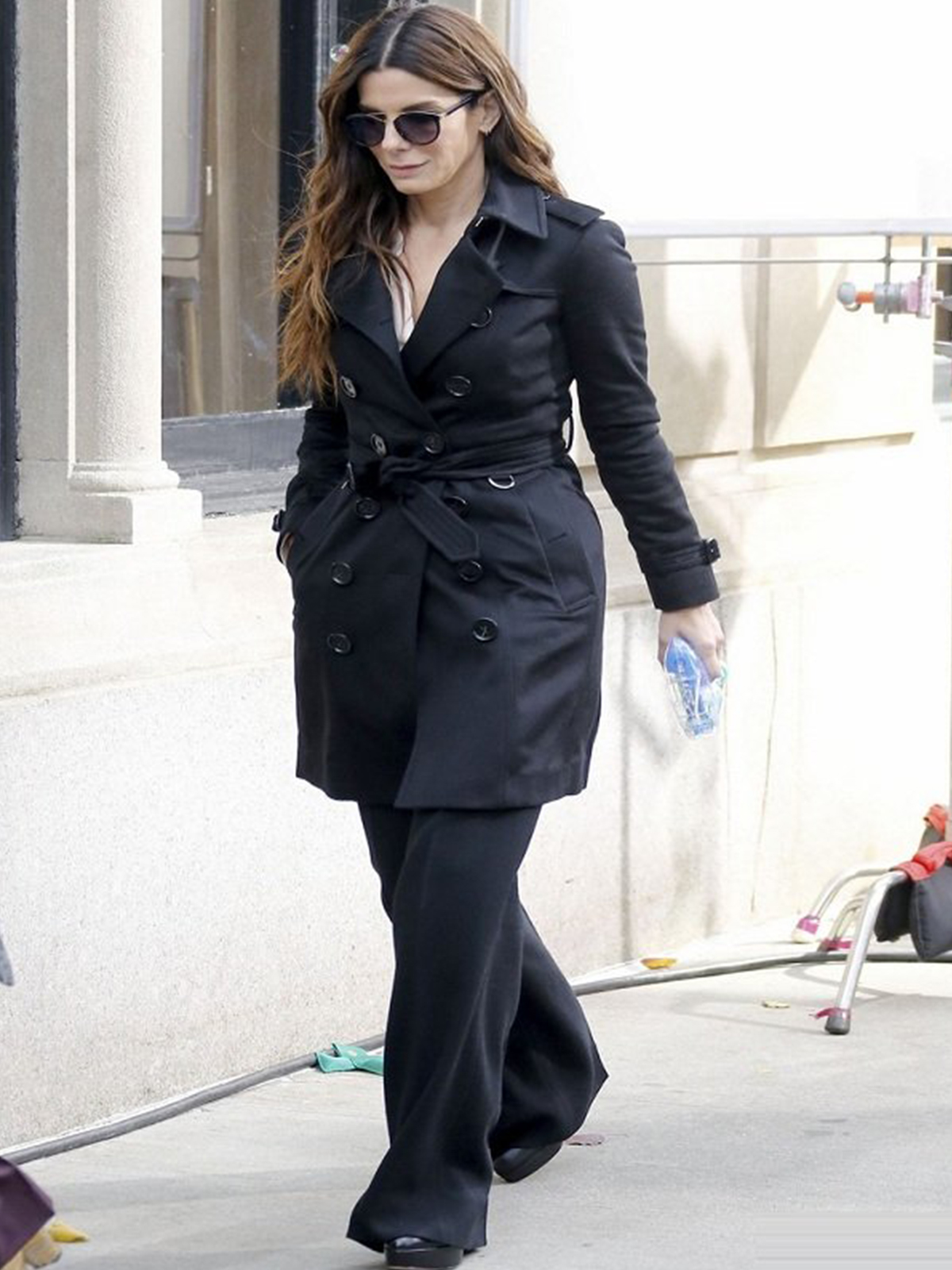 Sandra Bullock Street Style Black Coat – Bay Perfect