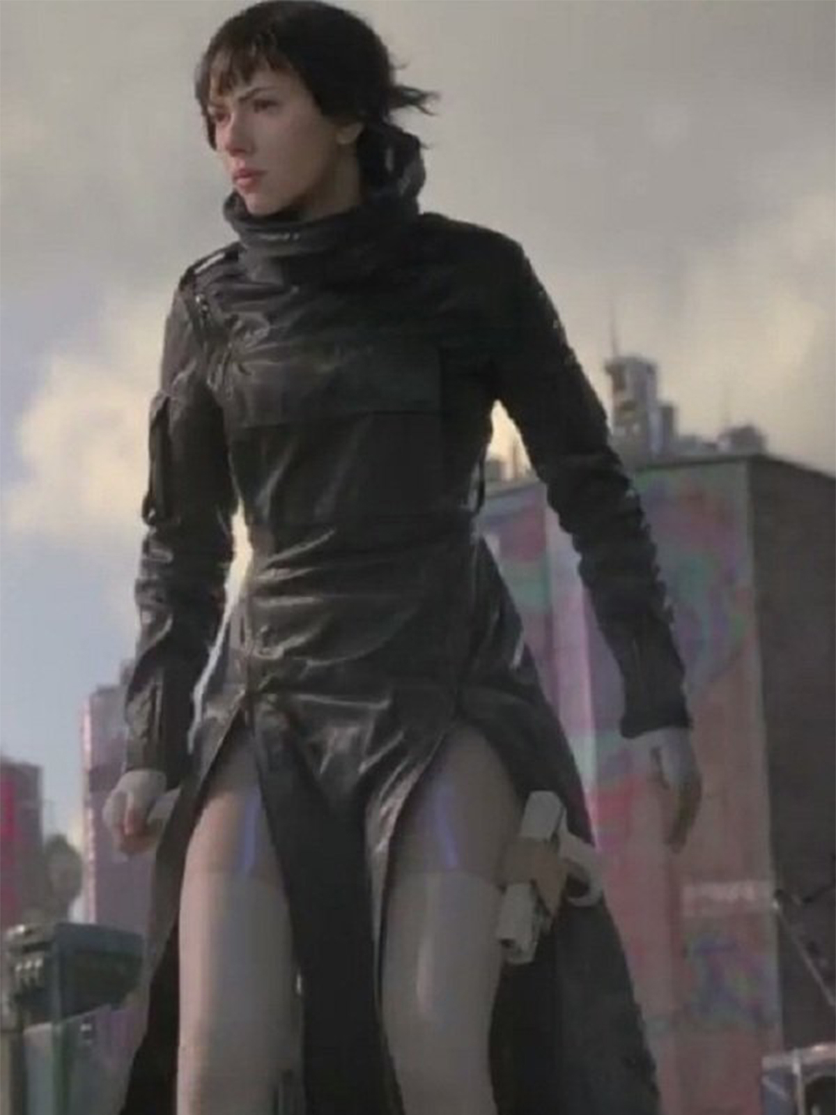 Scarlett Johansson Ghost In The Shell Leather Coat Bay Perfect 