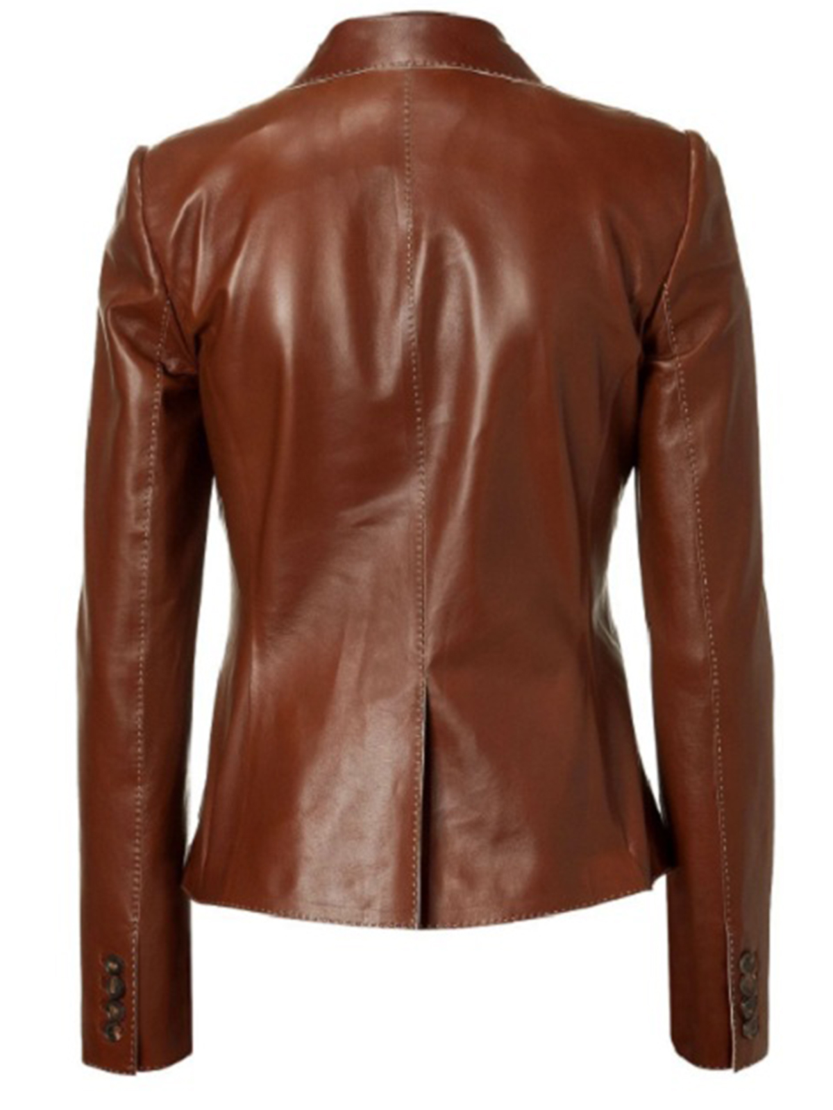 Shiny Brown Color Women Leather Blazer – Bay Perfect