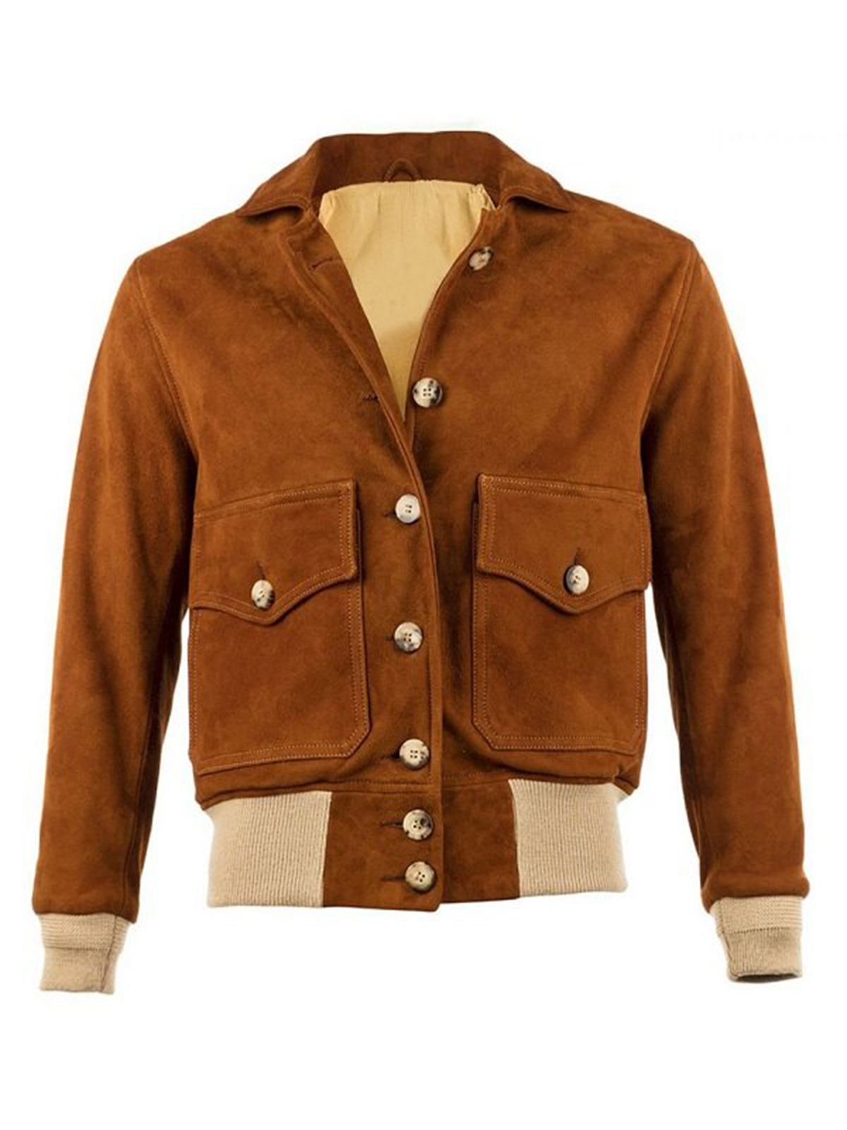 Women’s Suede Bomber Brown Leather Jacket – Bay Perfect