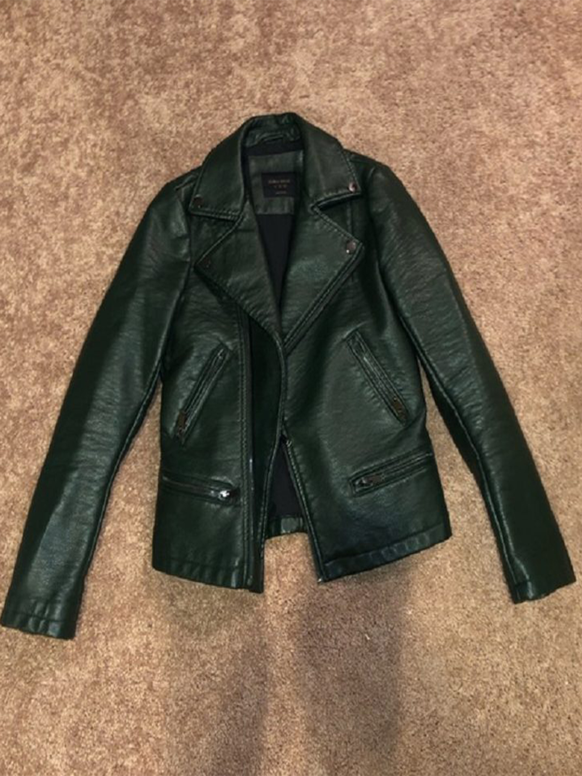 dark green colour leather jacket