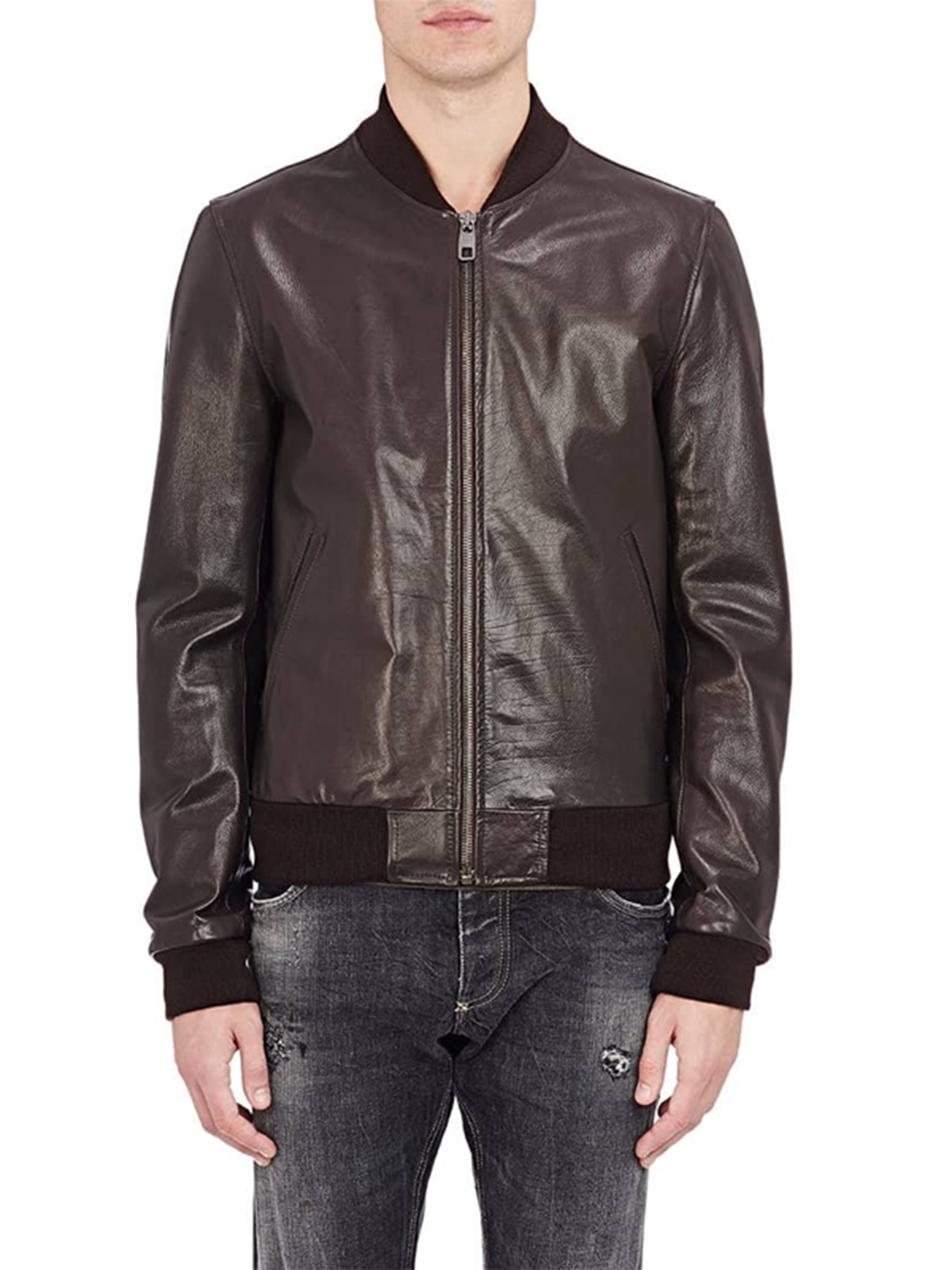 Men Brown Bomber Leather Jacket – Bay Perfect
